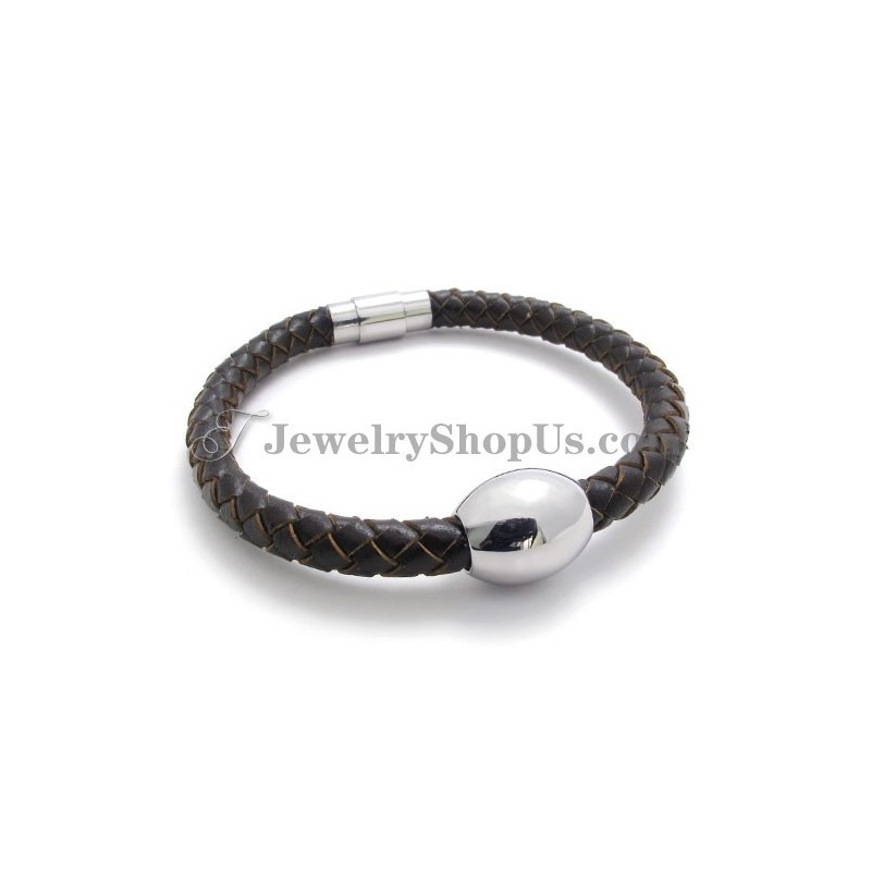 Wunderschönes Braunes Lederarmband Aus Titan