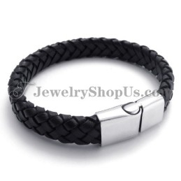 Elegantes Schwarzes Titan Mit Lederarmband