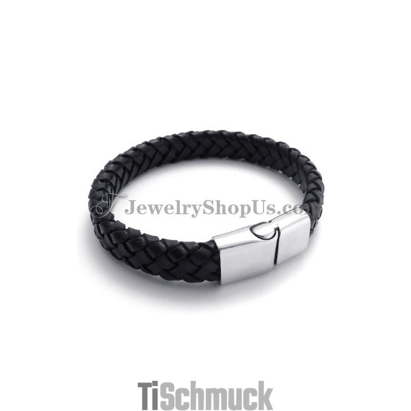 Elegantes Schwarzes Titan Mit Lederarmband Elegantes Schwarzes Titan Mit Lederarmband