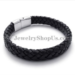 Elegantes Schwarzes Titan Mit Lederarmband