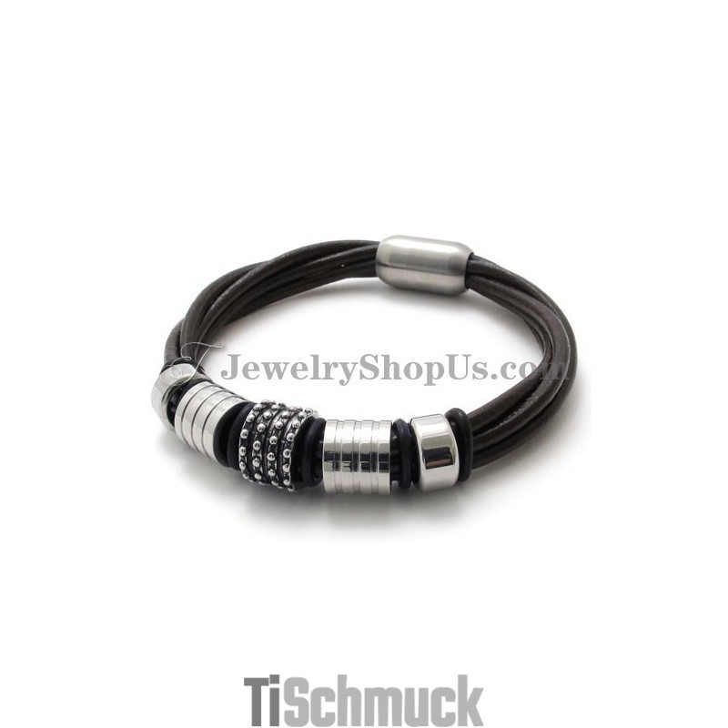 Elegantes Braunes Lederarmband Mit Titan