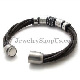 Elegantes Braunes Lederarmband Mit Titan