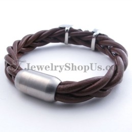 Modisches Braunes Lederarmband Aus Titan