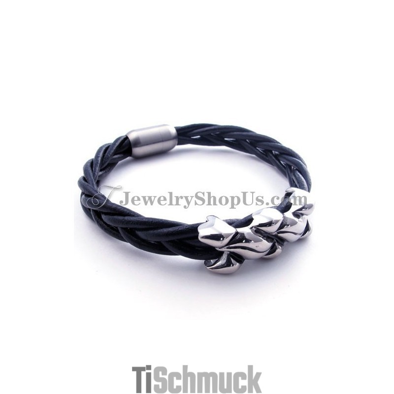 Elegantes Leder-Titan-Armband Elegantes Leder-Titan-Armband