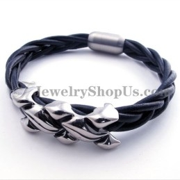 Elegantes Leder-Titan-Armband