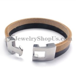 Elegantes Schwarz-Braunes Lederarmband Mit Titan