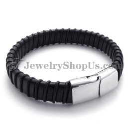 Wunderschönes Schwarzes Titan Mit Lederarmband