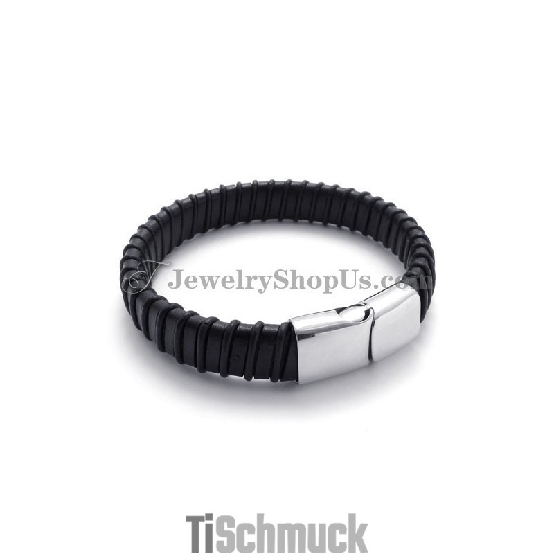 Wunderschönes Schwarzes Titan Mit Lederarmband Wunderschönes Schwarzes Titan Mit Lederarmband