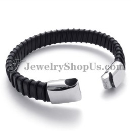 Wunderschönes Schwarzes Titan Mit Lederarmband