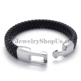 Wunderschönes Schwarzes Titan- Und Lederarmband
