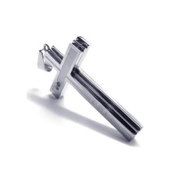 Herren-Halskette Mit Kreuzanhänger Aus Reinem Titan, Silber (Neu)