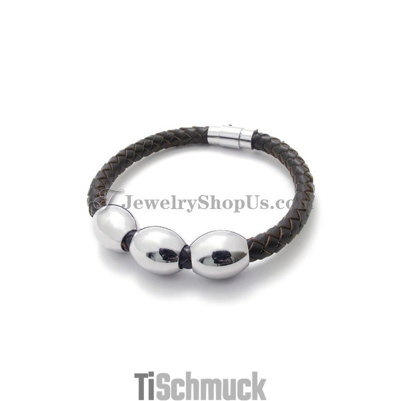 Modisches Braunes Lederarmband Aus Titan Modisches Braunes Lederarmband Aus Titan