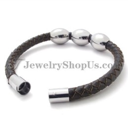 Modisches Braunes Lederarmband Aus Titan