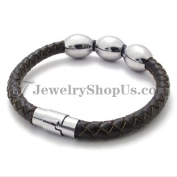 Modisches Braunes Lederarmband Aus Titan