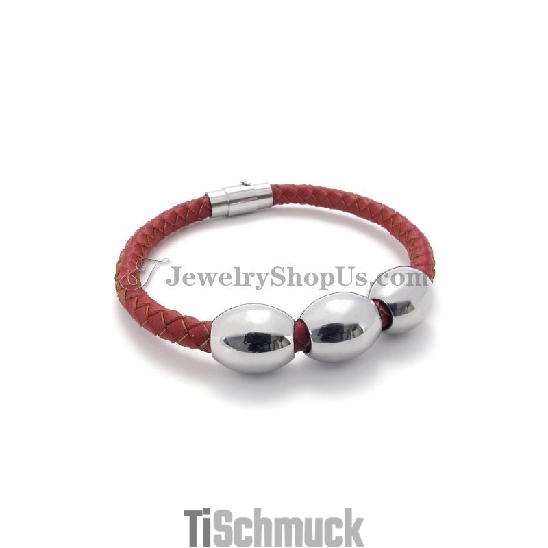 Rotes Armband Aus Titan Und Leder Rotes Armband Aus Titan Und Leder