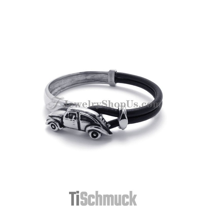 Elegantes Leder Mit Titanarmband