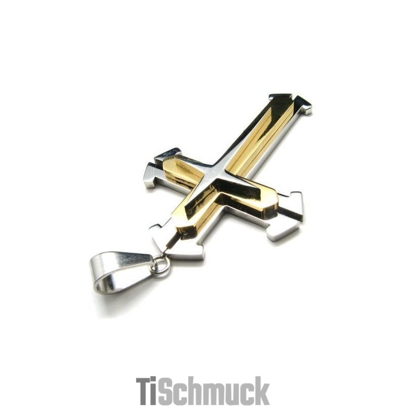 Herren-Halskette Mit Kreuzanhänger Aus Reinem Titan