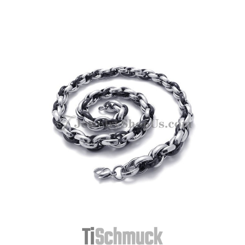 Elegante Halskette Aus Titan In Schwarz Und Silber Elegante Halskette Aus Titan In Schwarz Und Silber