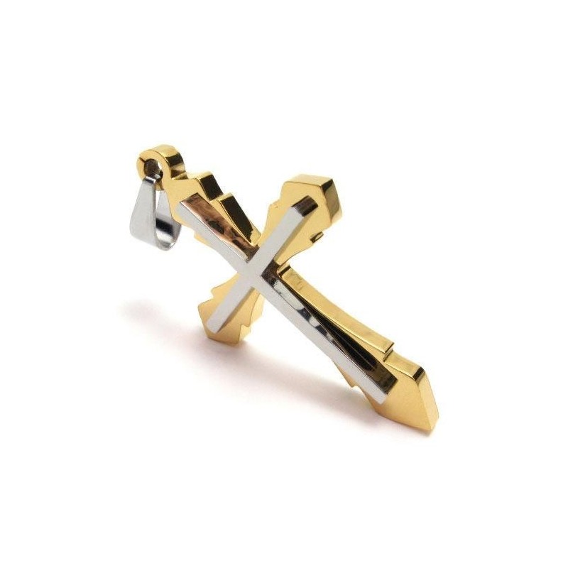 Goldene Herren-Kreuzanhängerkette Aus Reinem Titan (Neu)
