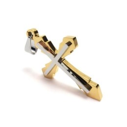 Goldene Herren-Kreuzanhängerkette Aus Reinem Titan (Neu)