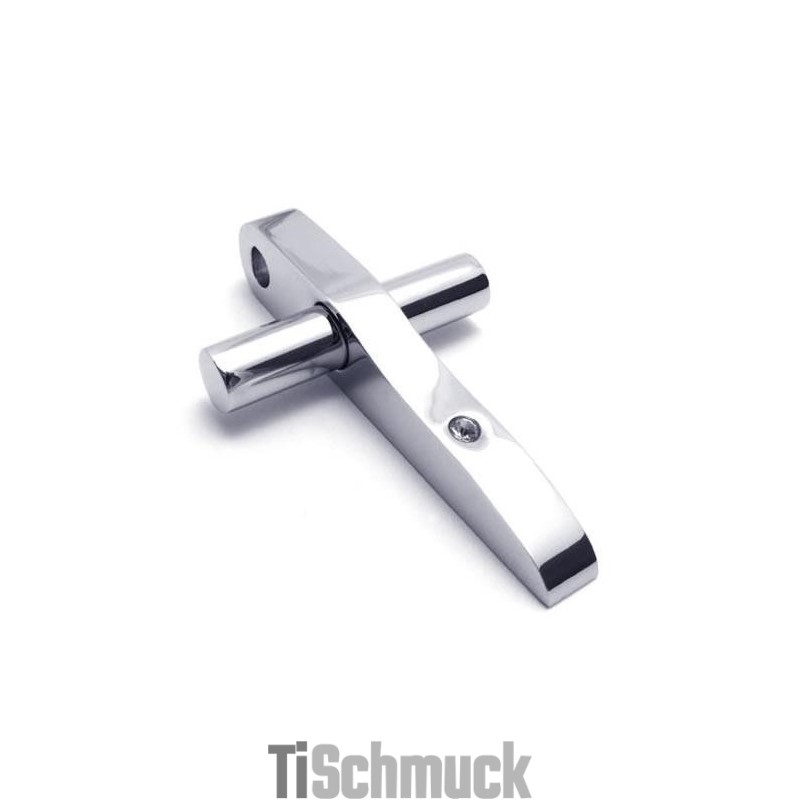 Halskette Mit Kreuzanhänger Aus Reinem Titan Für Herren Und Jungen, Silber
