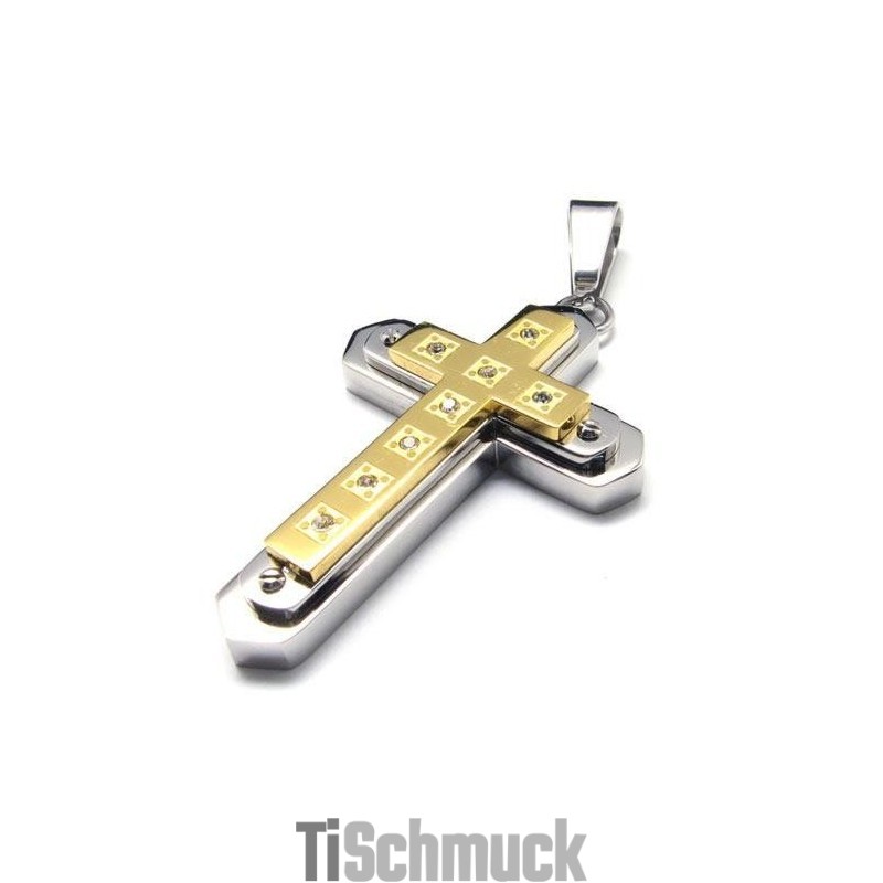 Männer Goldene Reintitan Kreuz Anhänger Halskette Kette Männer Goldene Reintitan Kreuz Anhänger Halskette Kette