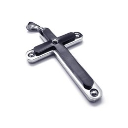 Herren-Halskette Mit Kreuzanhänger Aus Reinem Titan, Schwarz