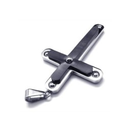 Herren-Halskette Mit Kreuzanhänger Aus Reinem Titan, Schwarz