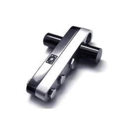 Herren Halskette Mit Kreuzanhänger Aus Reinem Titan, Schwarz/Silber