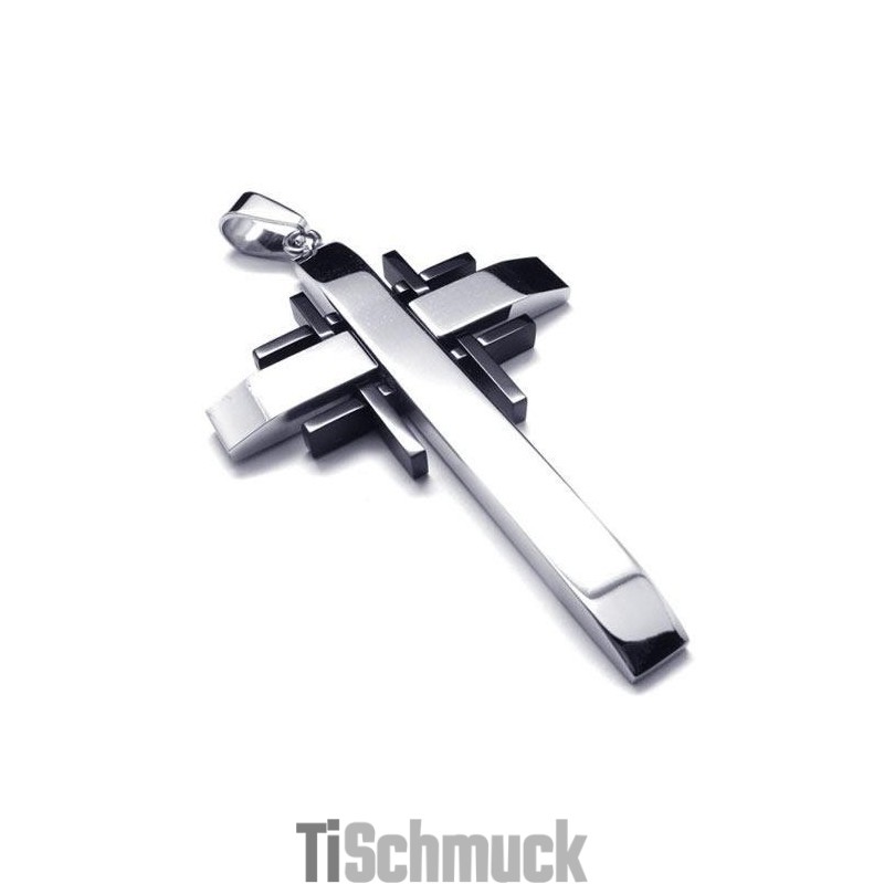 Männer Schwarz Silber Reines Titan Kreuz Halskette Anhänger Männer Schwarz Silber Reines Titan Kreuz Halskette Anhänger