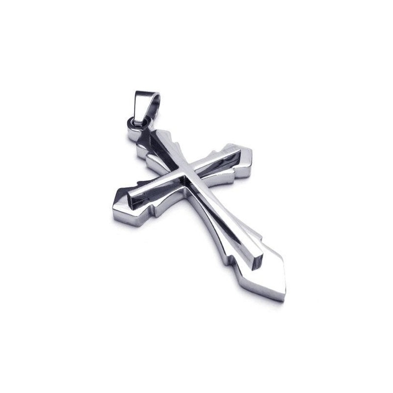 Herren-Halskette Mit Kreuzanhänger Aus Reinem Titan, Silber (Neu)