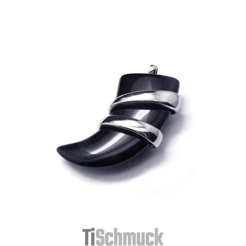 Herren-Halskette Mit Speeranhänger Aus Reinem Titan Mit Onyx Herren-Halskette Mit Speeranhänger Aus Reinem Titan Mit Onyx