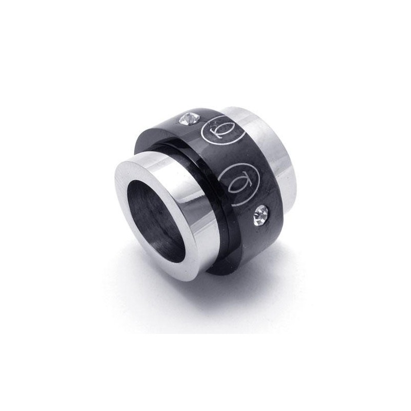 Halskette Mit Anhänger Aus Schwarzem Und Silbernem Titan Mit Ringen (Neu)