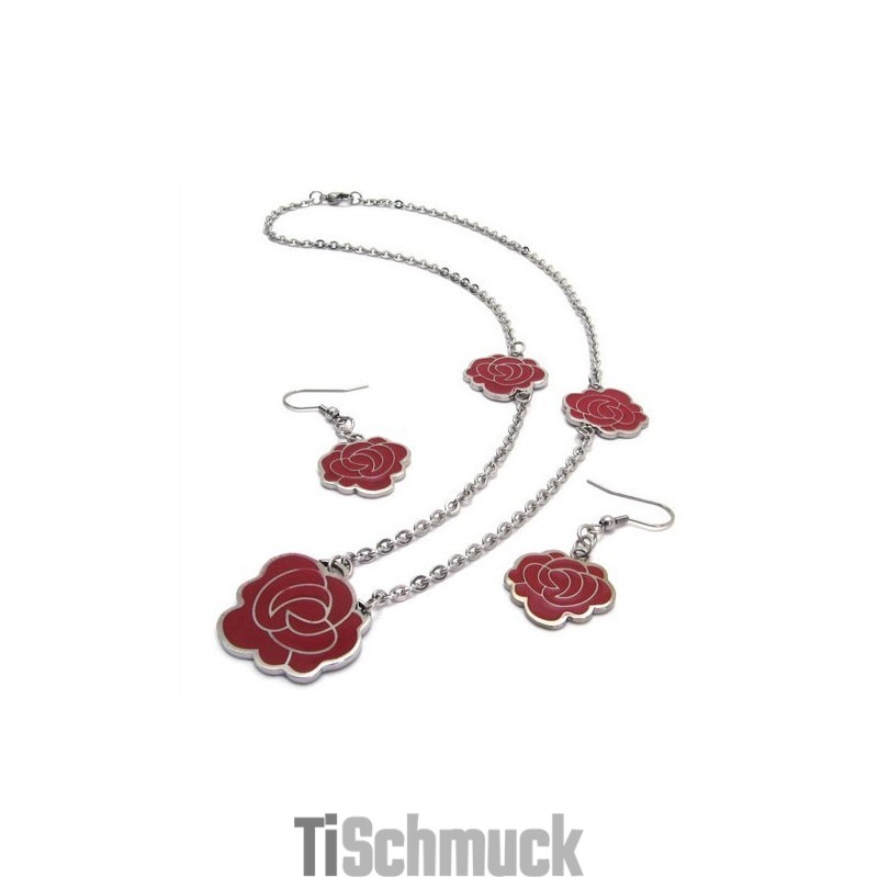 Attraktives Design, Hübsches Und Farbenfrohes Schmuckset Aus Hochwertigem Titan, Bestehend Aus Halskette, Anhänger Und Ohrringen Attraktives Design, Hübsches Und Farbenfrohes Schmuckset Aus Hochwertigem Titan, Bestehend Aus Halskette, Anhänger Und Ohrringen