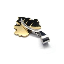 Herren-Halskette Mit Ahornblatt-Anhänger Aus Reinem Titan, Golden