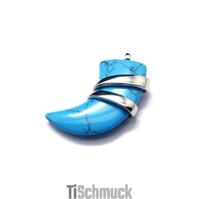 Herren-Halskette Mit Speeranhänger Aus Reinem Titan Mit Türkis