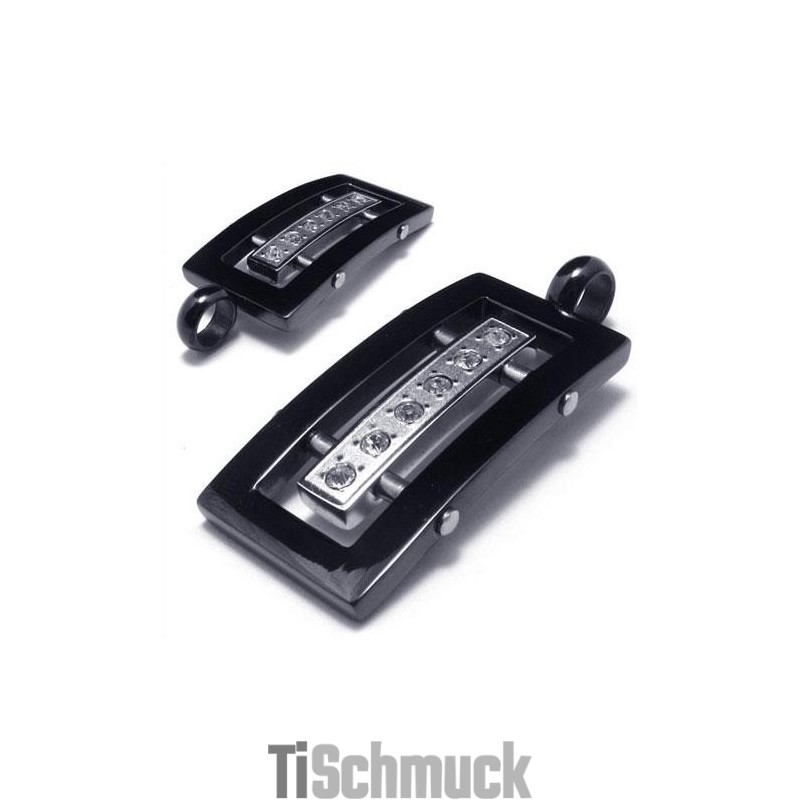 Männer Silber Schwarz Reines Titan Anhänger Halskette Kette