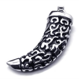 Herren Halskette Mit Speeranhänger Aus Reinem Titan, Schwarz/Silber