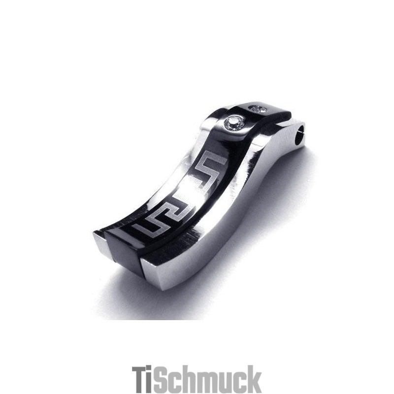 Herren-Halskettenanhänger Aus Reinem Titan, Schwarz/Silber (Neu)